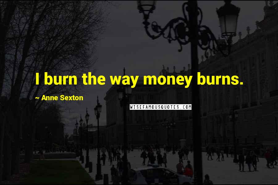 Anne Sexton Quotes: I burn the way money burns.