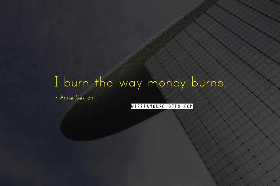 Anne Sexton Quotes: I burn the way money burns.