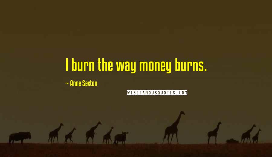 Anne Sexton Quotes: I burn the way money burns.