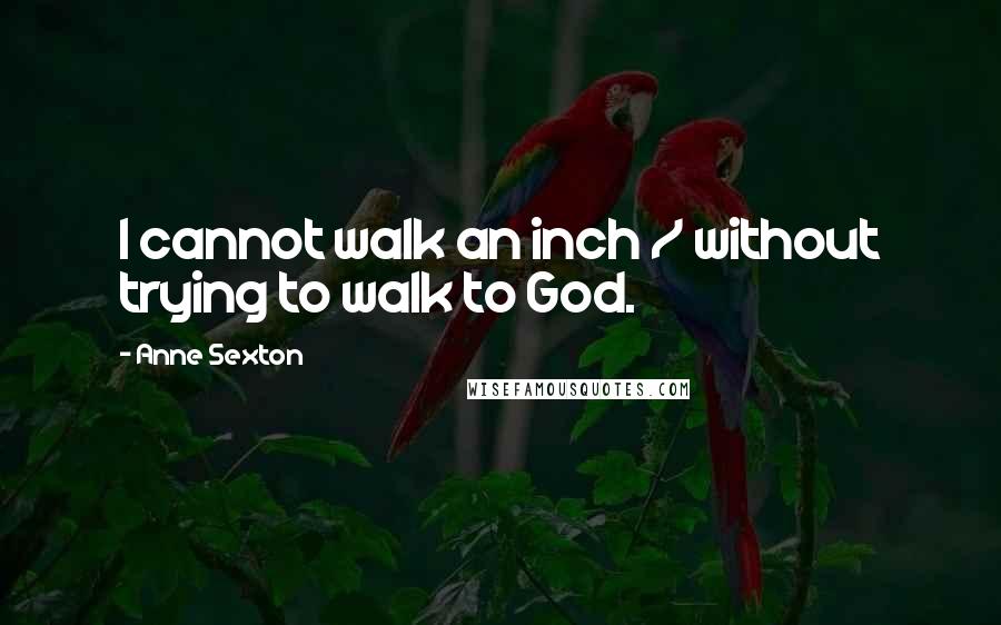 Anne Sexton Quotes: I cannot walk an inch / without trying to walk to God.
