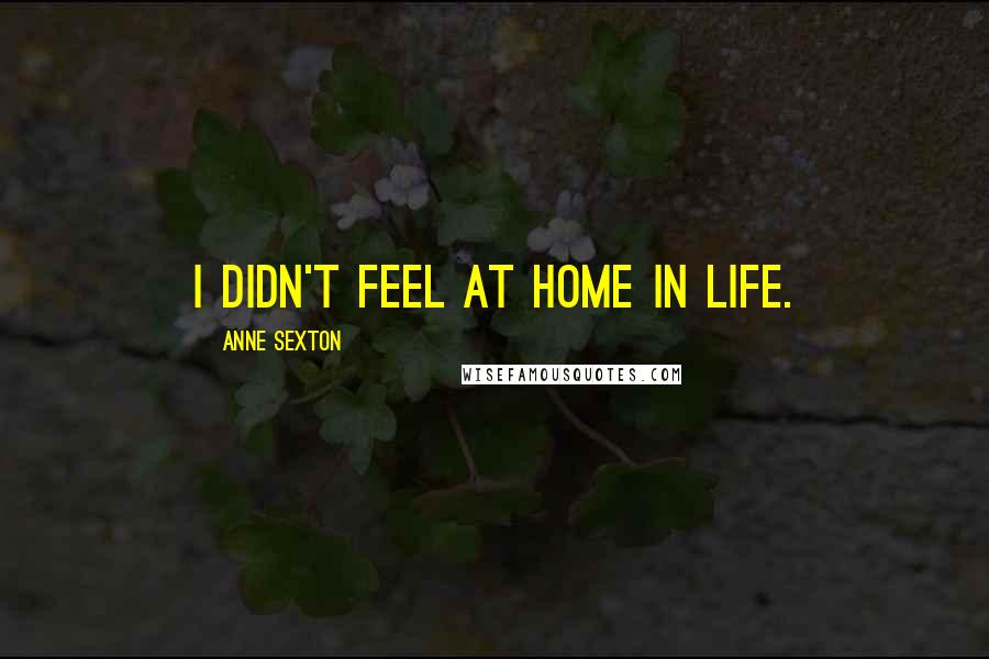 Anne Sexton Quotes: I didn't feel at home in life.