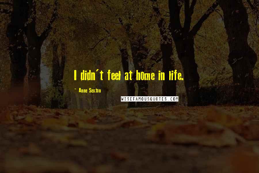 Anne Sexton Quotes: I didn't feel at home in life.