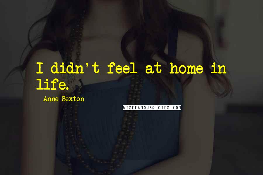 Anne Sexton Quotes: I didn't feel at home in life.