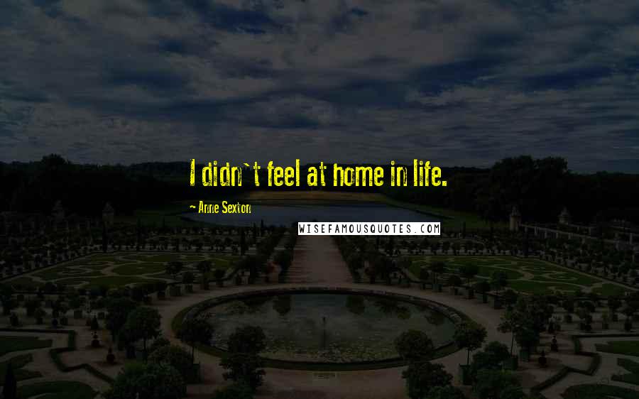 Anne Sexton Quotes: I didn't feel at home in life.