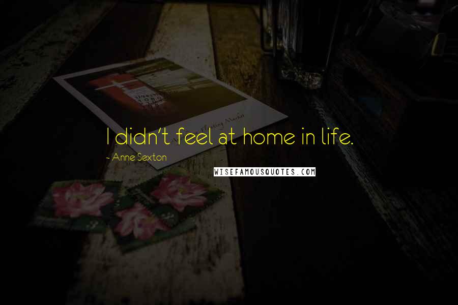 Anne Sexton Quotes: I didn't feel at home in life.