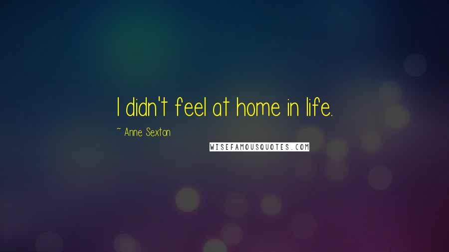 Anne Sexton Quotes: I didn't feel at home in life.