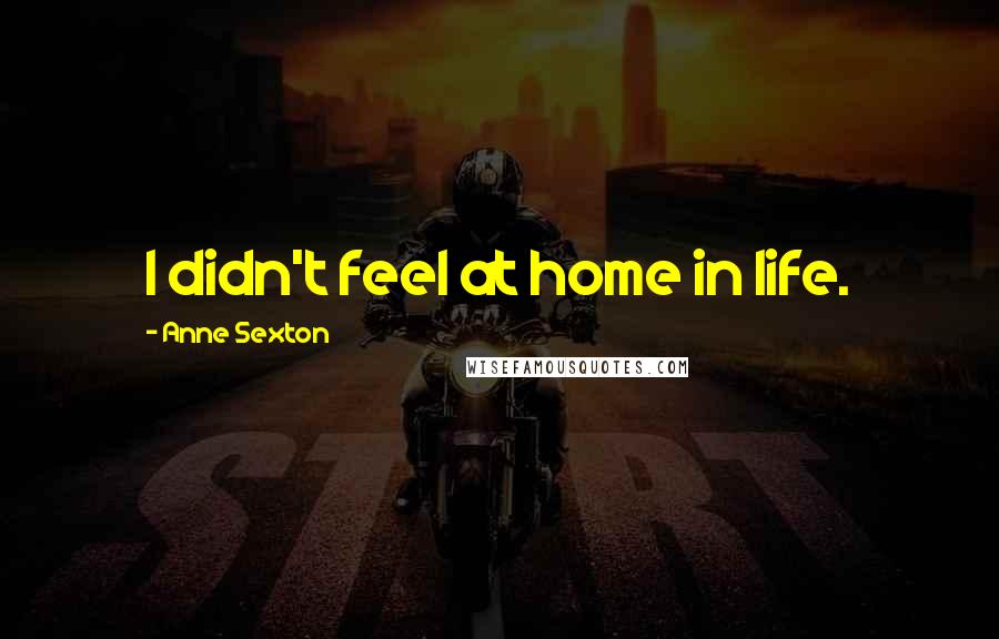 Anne Sexton Quotes: I didn't feel at home in life.