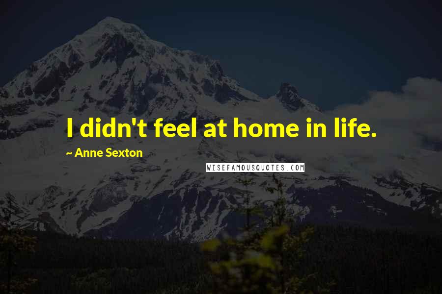 Anne Sexton Quotes: I didn't feel at home in life.