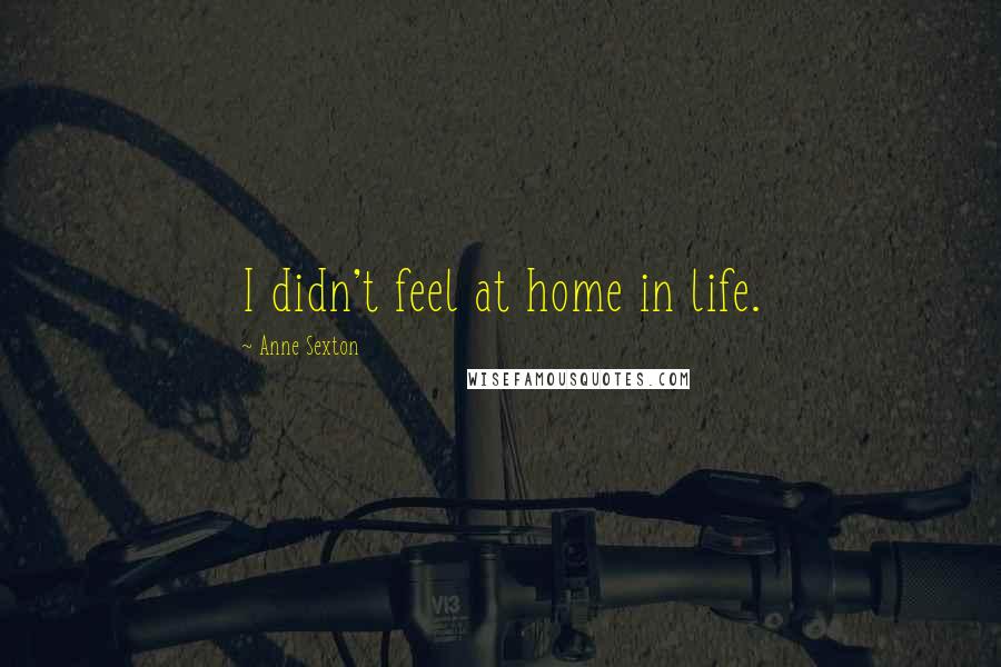 Anne Sexton Quotes: I didn't feel at home in life.