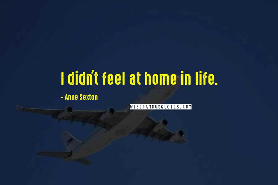 Anne Sexton Quotes: I didn't feel at home in life.