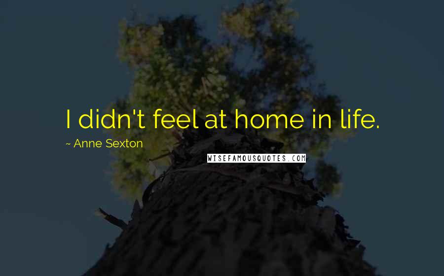 Anne Sexton Quotes: I didn't feel at home in life.