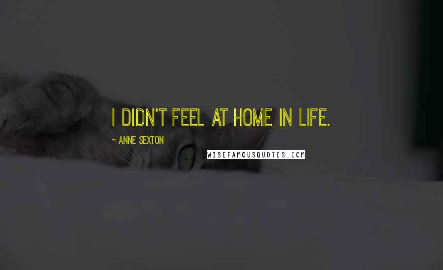 Anne Sexton Quotes: I didn't feel at home in life.