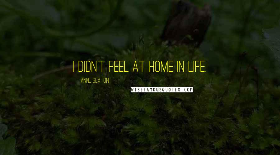 Anne Sexton Quotes: I didn't feel at home in life.