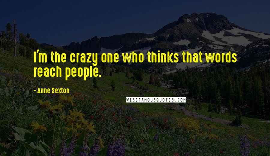 Anne Sexton Quotes: I'm the crazy one who thinks that words reach people.