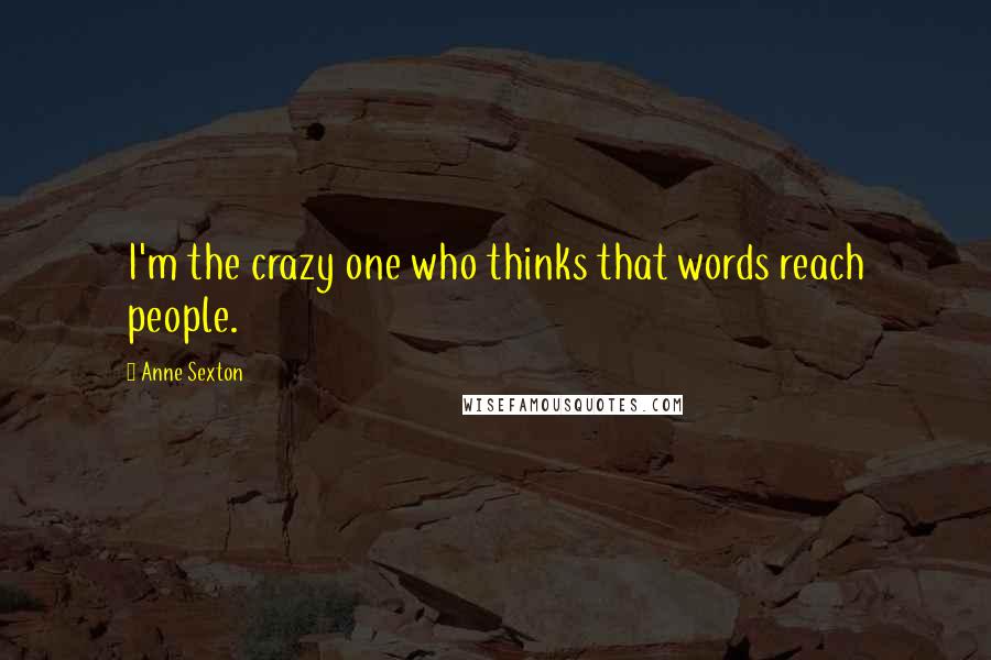 Anne Sexton Quotes: I'm the crazy one who thinks that words reach people.