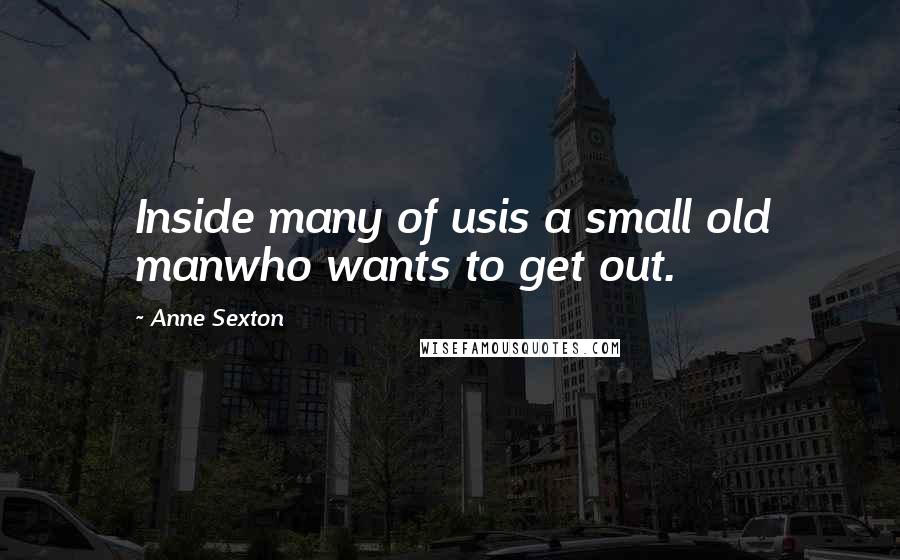 Anne Sexton Quotes: Inside many of usis a small old manwho wants to get out.