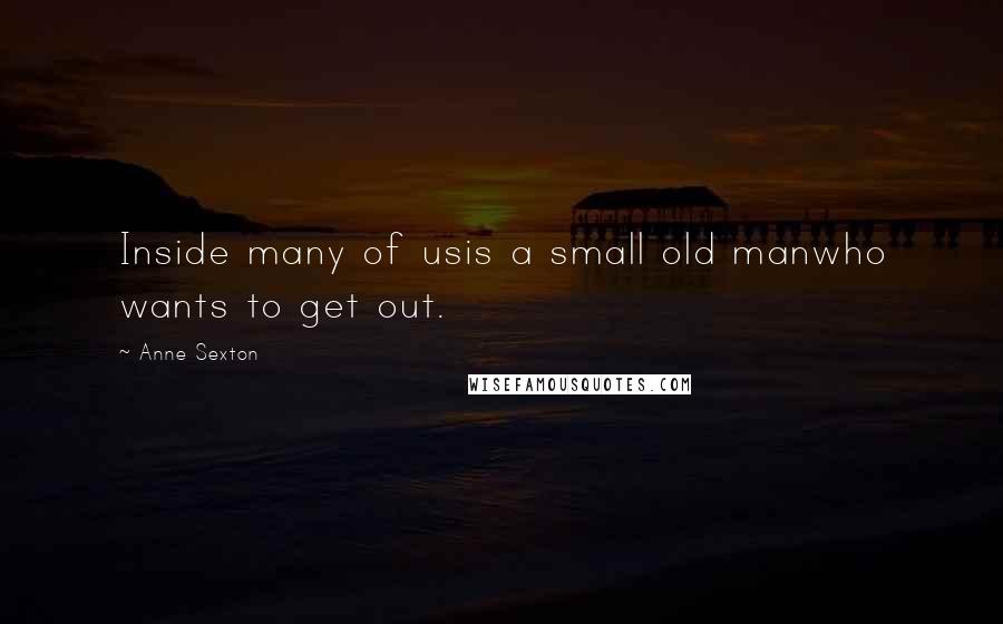 Anne Sexton Quotes: Inside many of usis a small old manwho wants to get out.