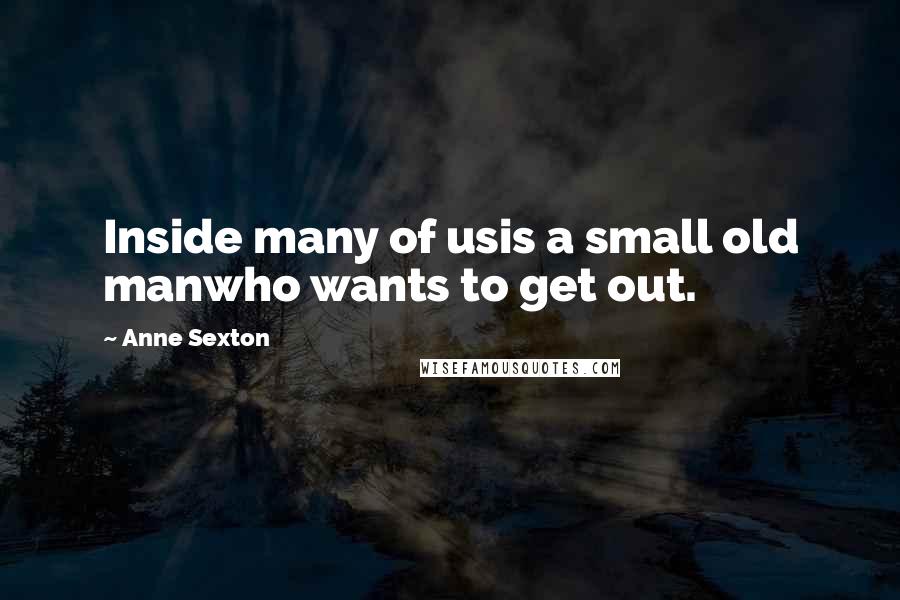 Anne Sexton Quotes: Inside many of usis a small old manwho wants to get out.