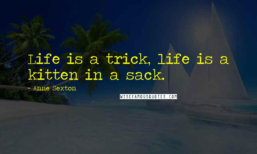 Anne Sexton Quotes: Life is a trick, life is a kitten in a sack.