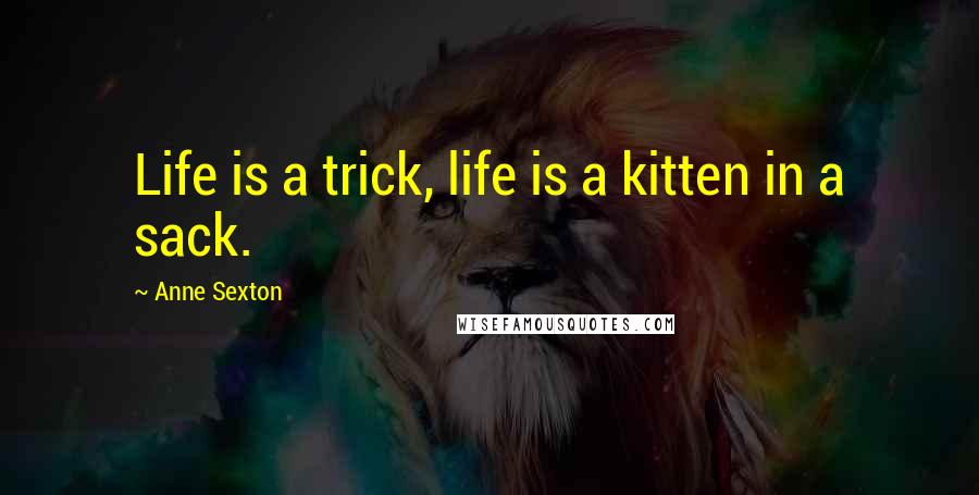 Anne Sexton Quotes: Life is a trick, life is a kitten in a sack.