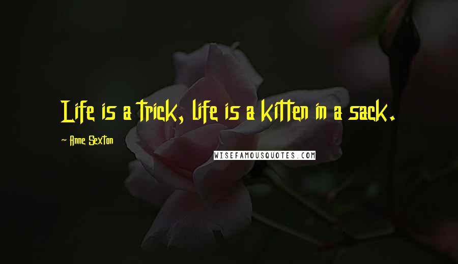 Anne Sexton Quotes: Life is a trick, life is a kitten in a sack.