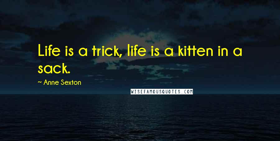 Anne Sexton Quotes: Life is a trick, life is a kitten in a sack.