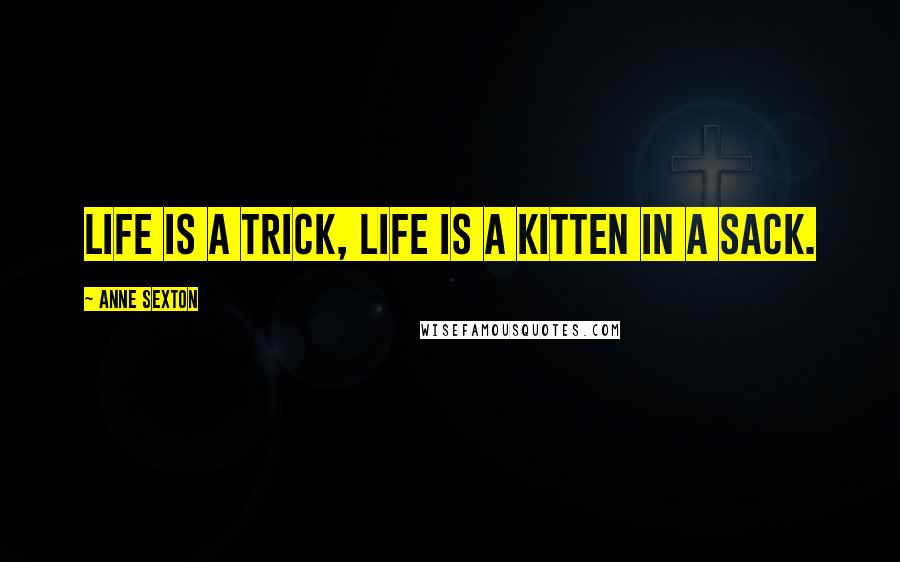 Anne Sexton Quotes: Life is a trick, life is a kitten in a sack.