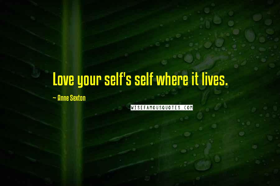 Anne Sexton Quotes: Love your self's self where it lives.