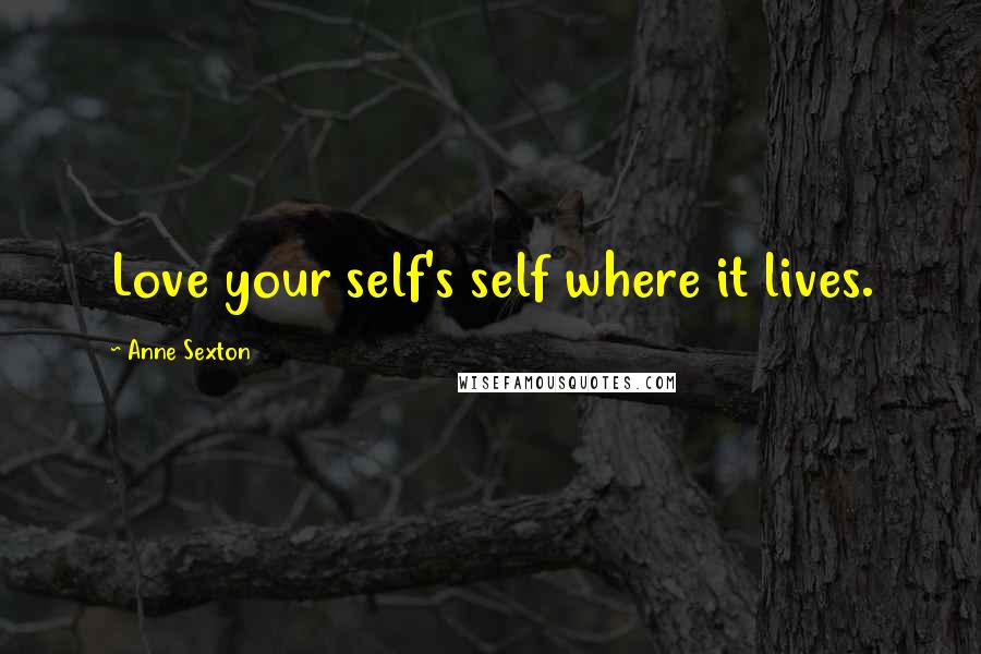 Anne Sexton Quotes: Love your self's self where it lives.