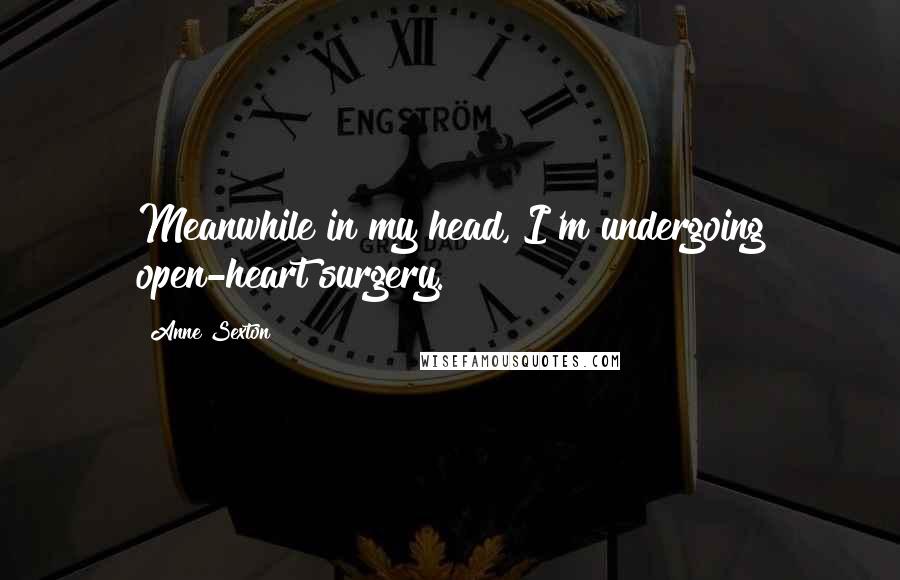 Anne Sexton Quotes: Meanwhile in my head, I'm undergoing open-heart surgery.