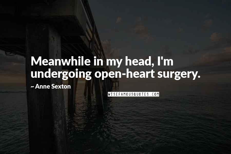 Anne Sexton Quotes: Meanwhile in my head, I'm undergoing open-heart surgery.