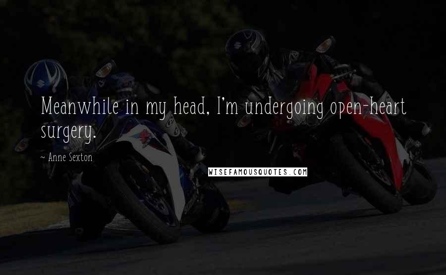 Anne Sexton Quotes: Meanwhile in my head, I'm undergoing open-heart surgery.