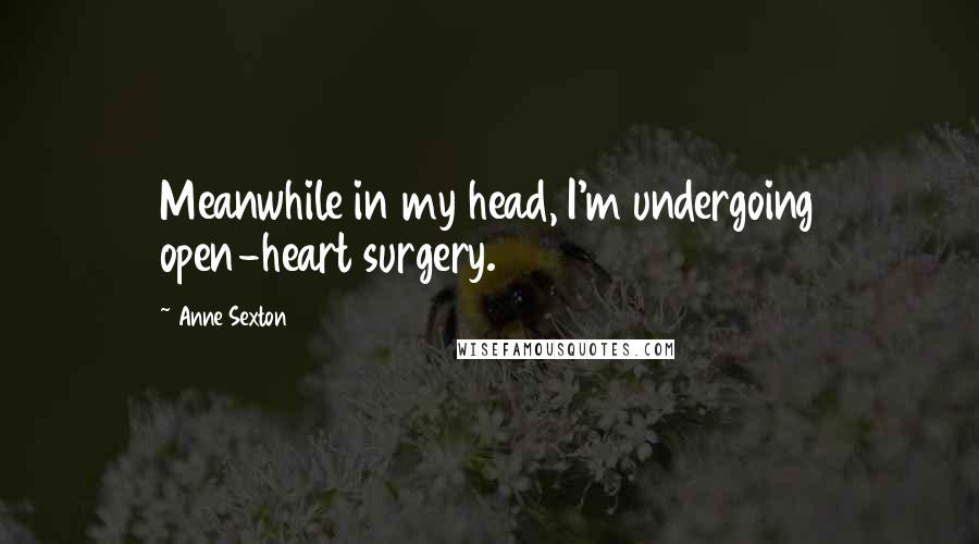 Anne Sexton Quotes: Meanwhile in my head, I'm undergoing open-heart surgery.