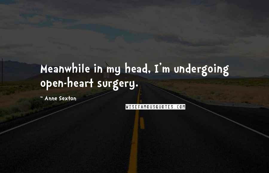 Anne Sexton Quotes: Meanwhile in my head, I'm undergoing open-heart surgery.