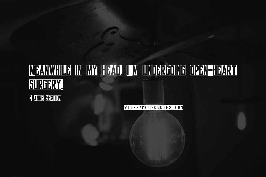 Anne Sexton Quotes: Meanwhile in my head, I'm undergoing open-heart surgery.