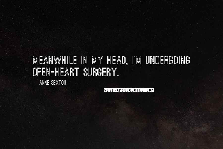 Anne Sexton Quotes: Meanwhile in my head, I'm undergoing open-heart surgery.