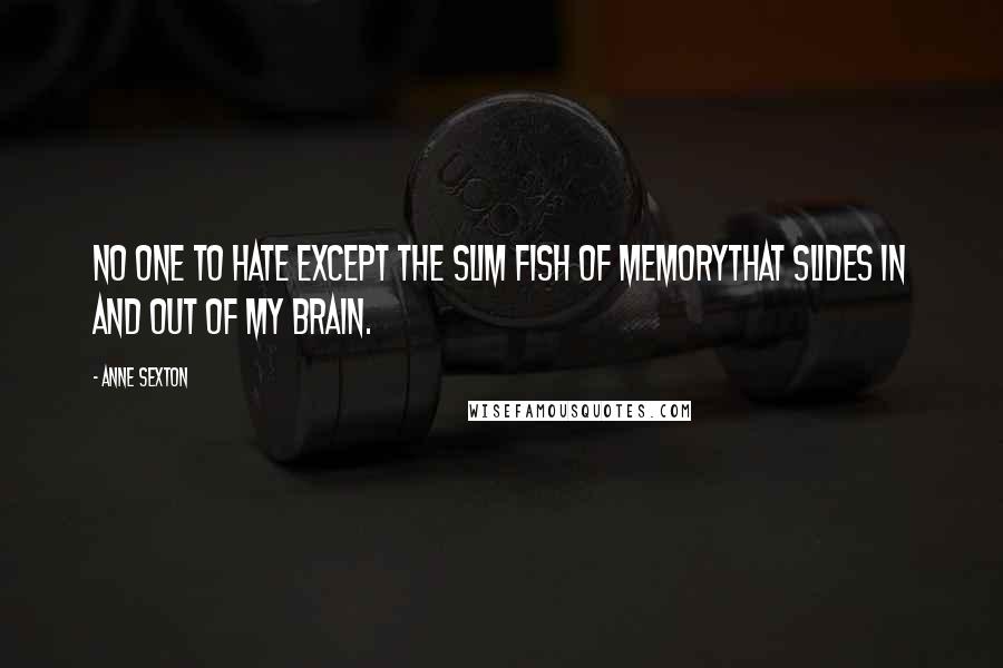 Anne Sexton Quotes: No one to hate except the slim fish of memorythat slides in and out of my brain.