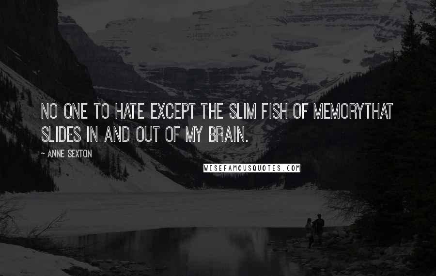 Anne Sexton Quotes: No one to hate except the slim fish of memorythat slides in and out of my brain.