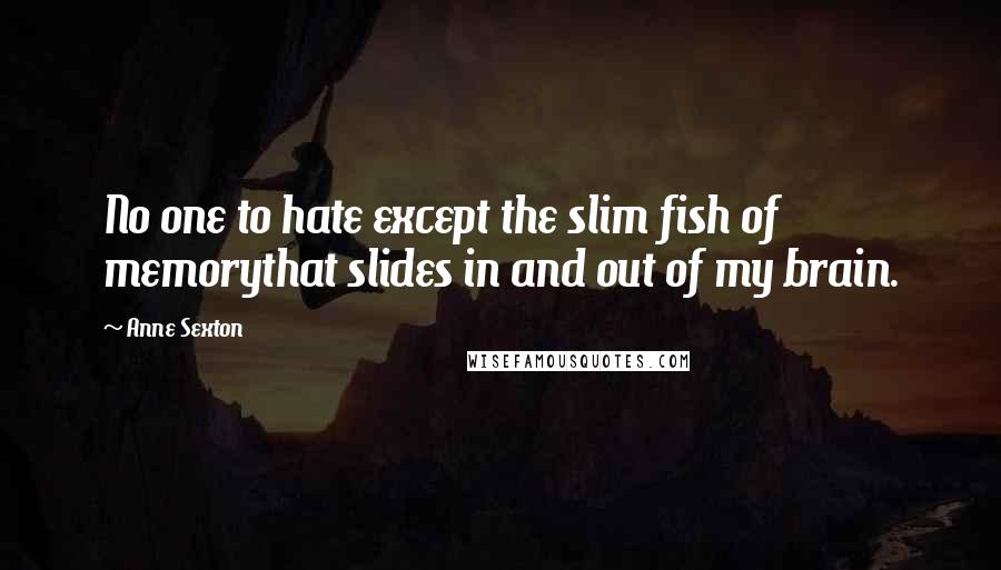 Anne Sexton Quotes: No one to hate except the slim fish of memorythat slides in and out of my brain.