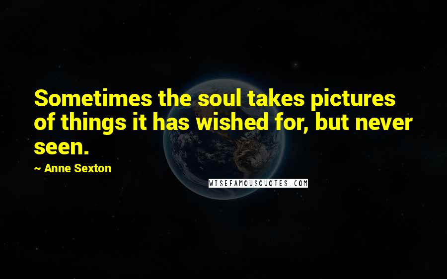 Anne Sexton Quotes: Sometimes the soul takes pictures of things it has wished for, but never seen.