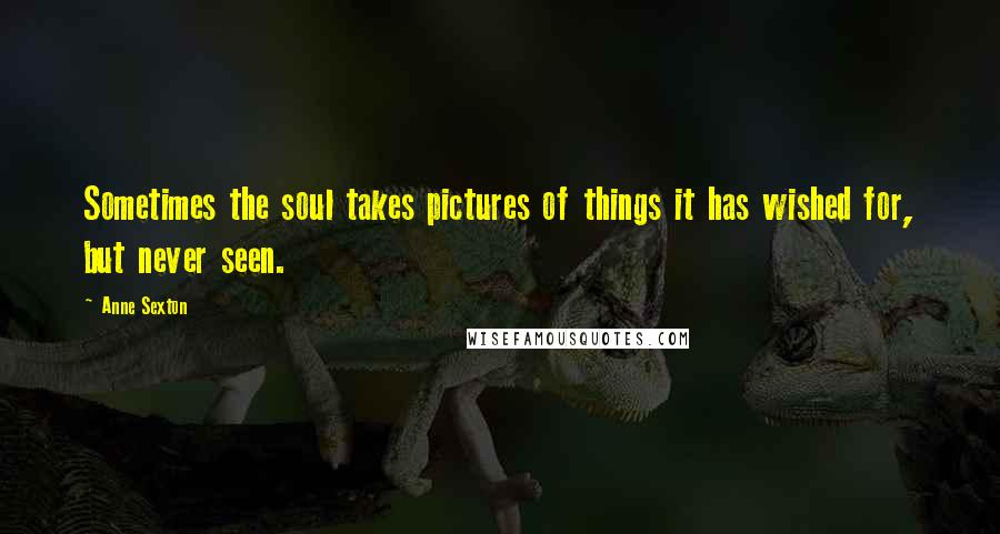 Anne Sexton Quotes: Sometimes the soul takes pictures of things it has wished for, but never seen.