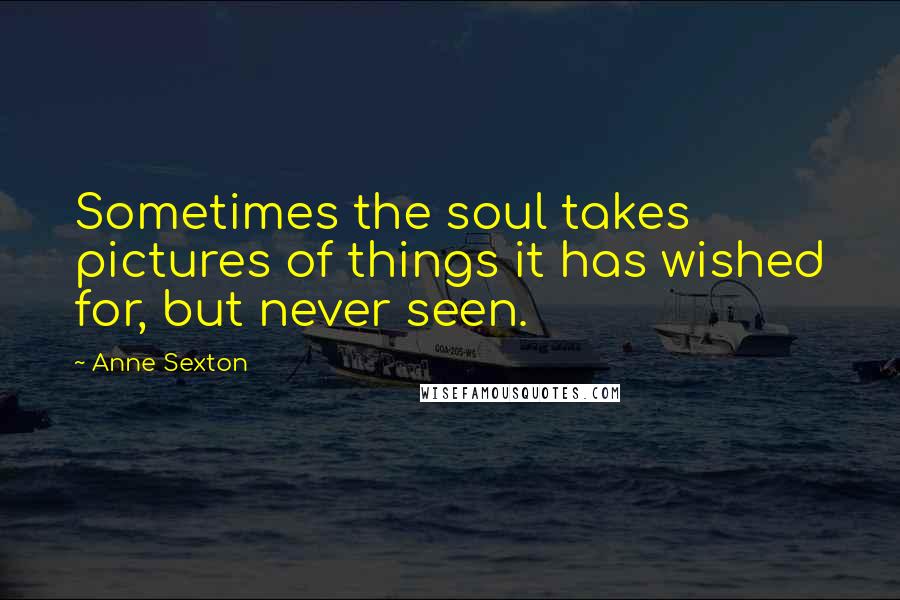 Anne Sexton Quotes: Sometimes the soul takes pictures of things it has wished for, but never seen.