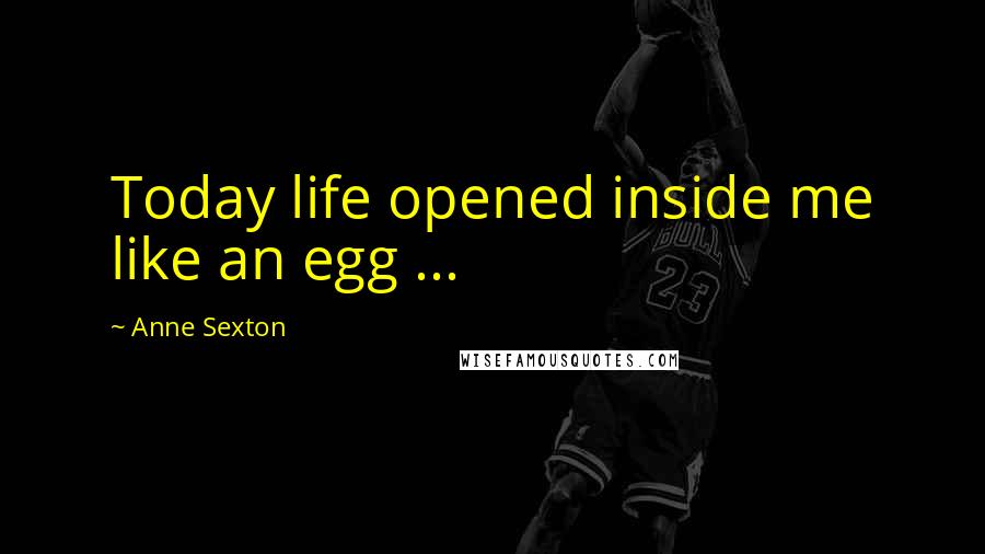 Anne Sexton Quotes: Today life opened inside me like an egg ...