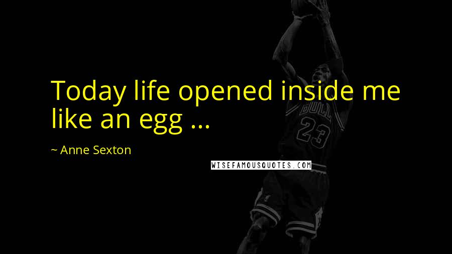 Anne Sexton Quotes: Today life opened inside me like an egg ...