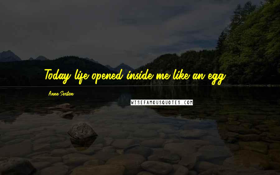 Anne Sexton Quotes: Today life opened inside me like an egg ...