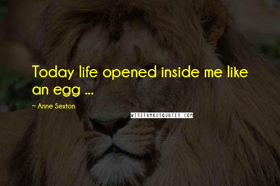 Anne Sexton Quotes: Today life opened inside me like an egg ...