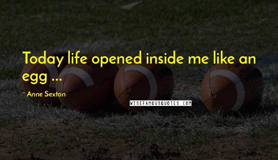 Anne Sexton Quotes: Today life opened inside me like an egg ...