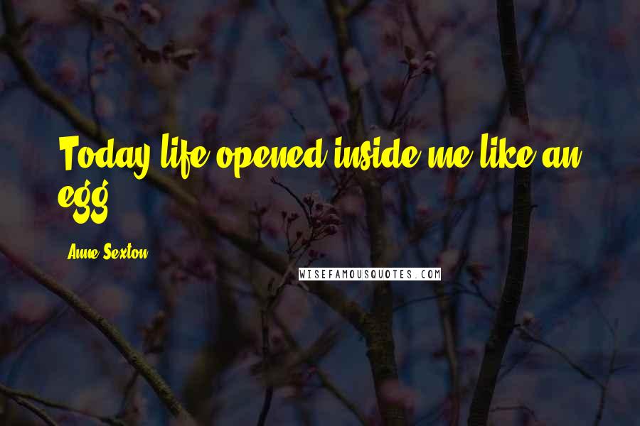 Anne Sexton Quotes: Today life opened inside me like an egg ...