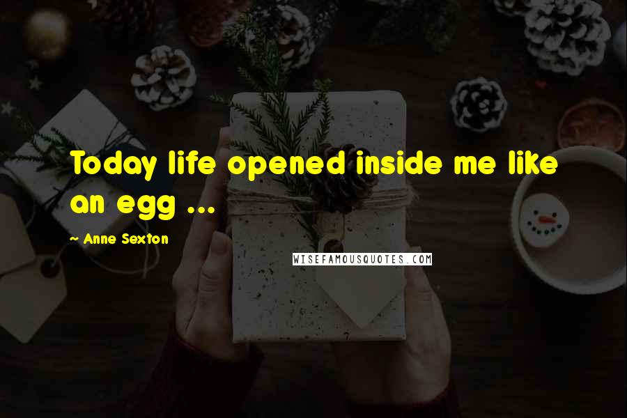 Anne Sexton Quotes: Today life opened inside me like an egg ...