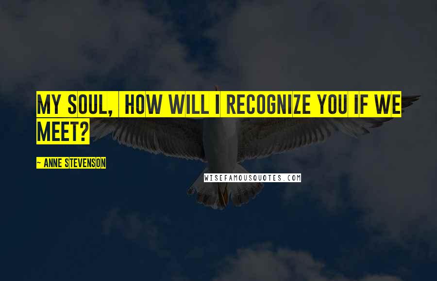 Anne Stevenson Quotes: My soul,  how will I recognize you if we meet?